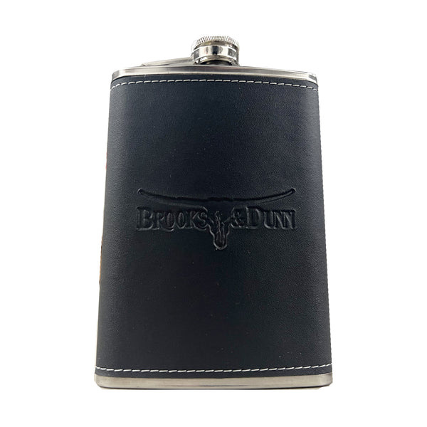 Brooks & Dunn Leather Wrapped Stainless Steel Flask