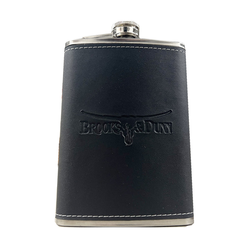 Brooks & Dunn Leather Wrapped Stainless Steel Flask