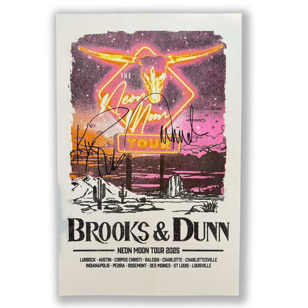 Autographed Brooks & Dunn Neon Moon Tour 2025 Poster